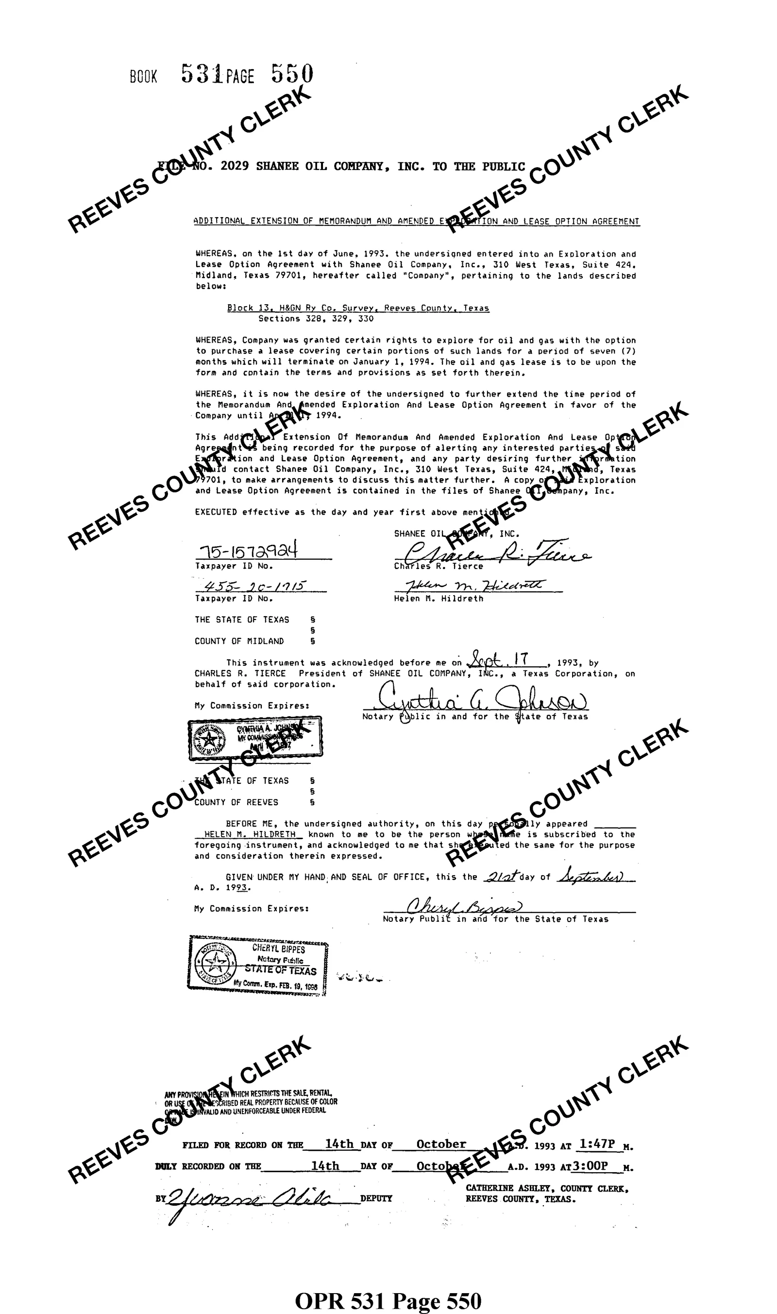 Shanee Oil Co Inc. - Recorded Ext/Agmt (Doc #20790191)